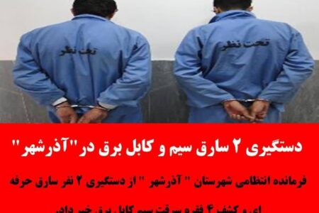 دستگیری ۳ سارق سیم و کابل برق در آذرشهر