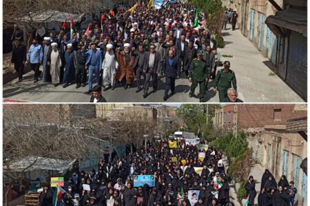 خلق حماسه به بلندای وحدت، غیرت و انسانیت همزمان با روز جهانی قدس در گوگان